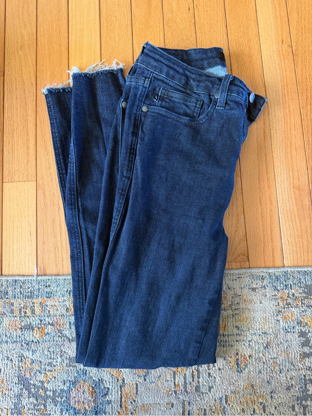 Judy Blue Dark Blue Skinny Jeans with Frayed Hem